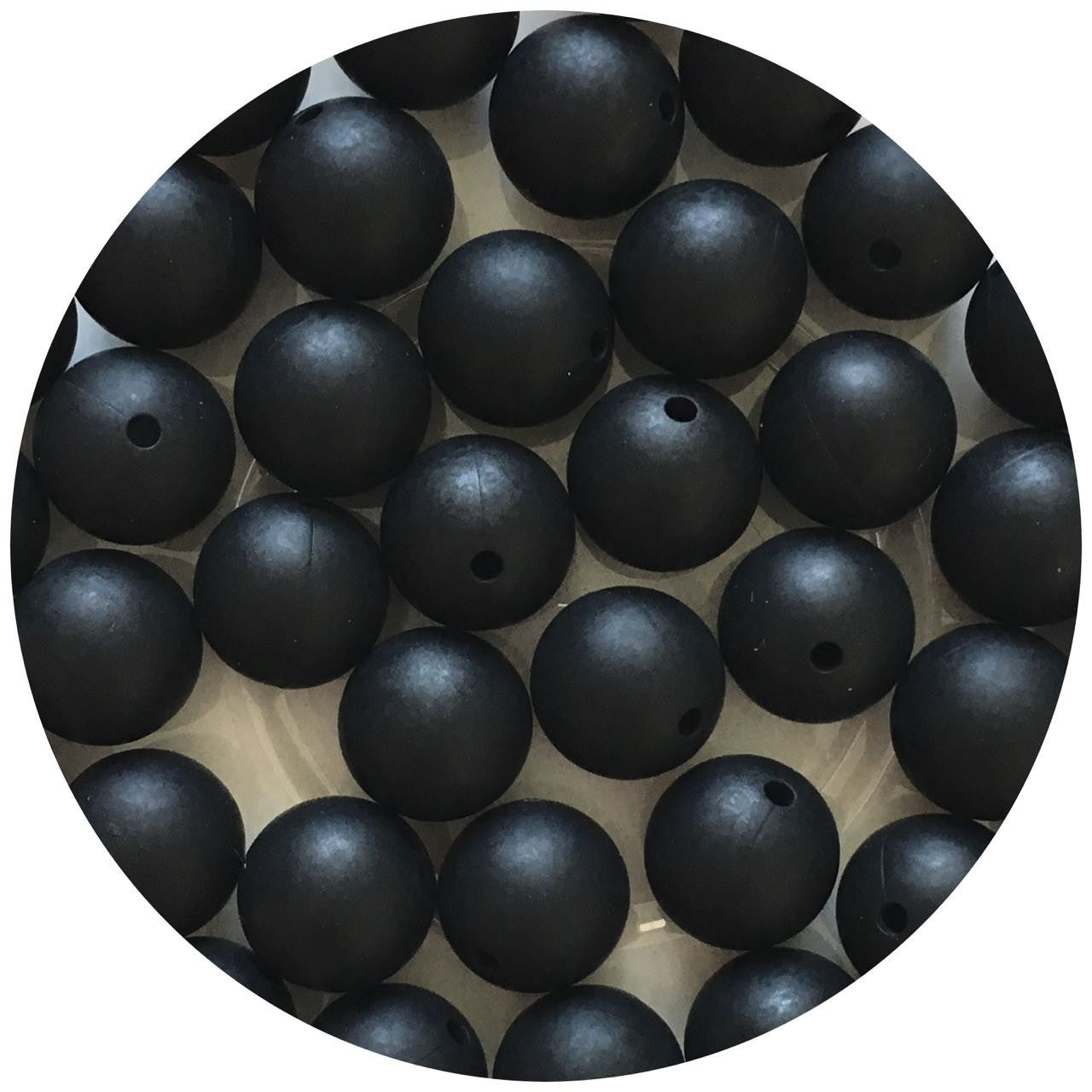 Jet Black - 15mm round - 10 Beads
