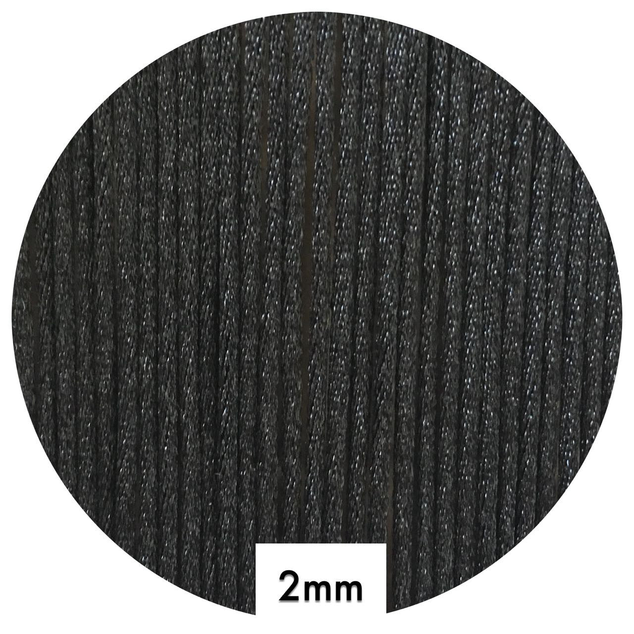 Black - 2mm Satin Nylon Cord - 10m