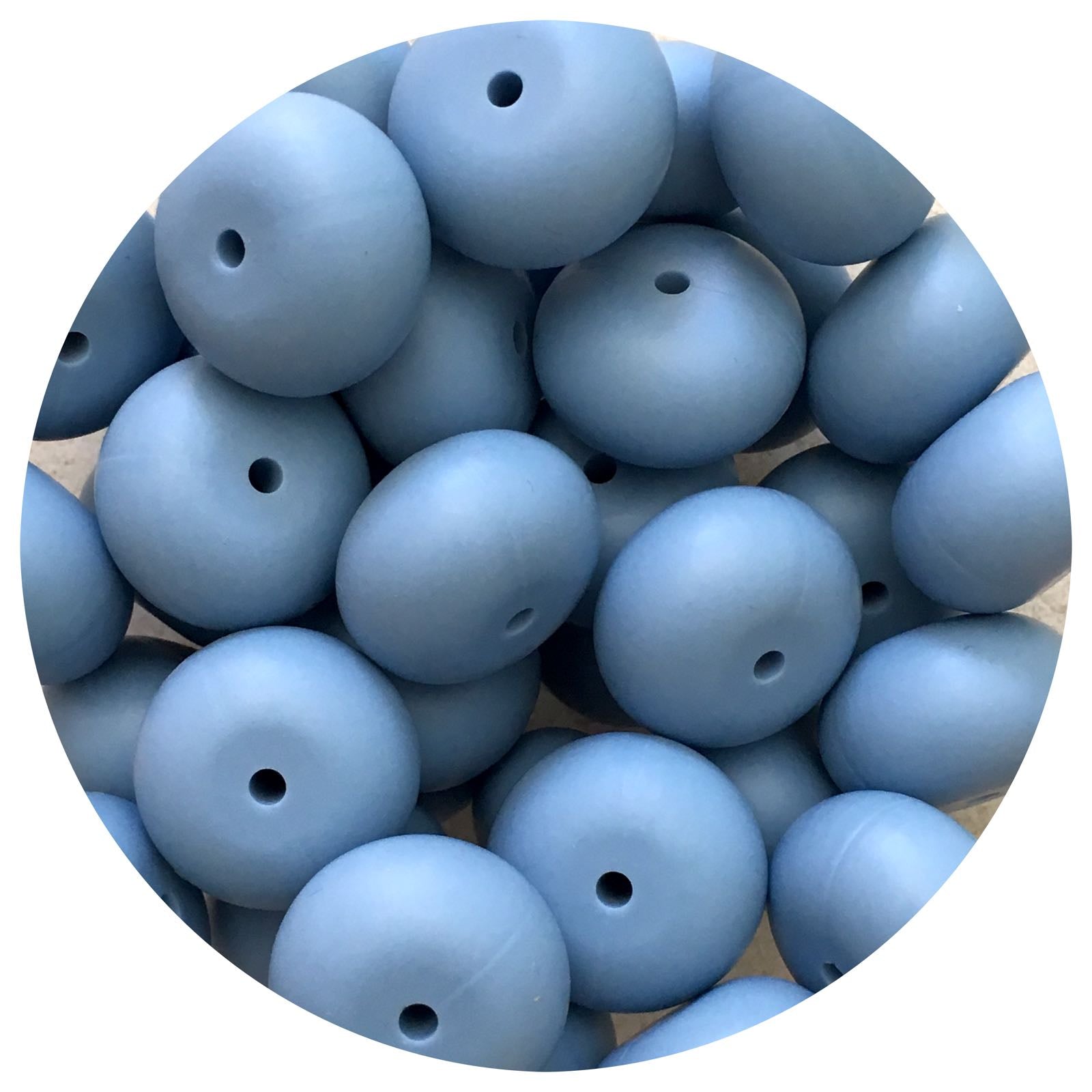 Steel Blue - 22mm Abacus Silicone Beads - 5 Beads