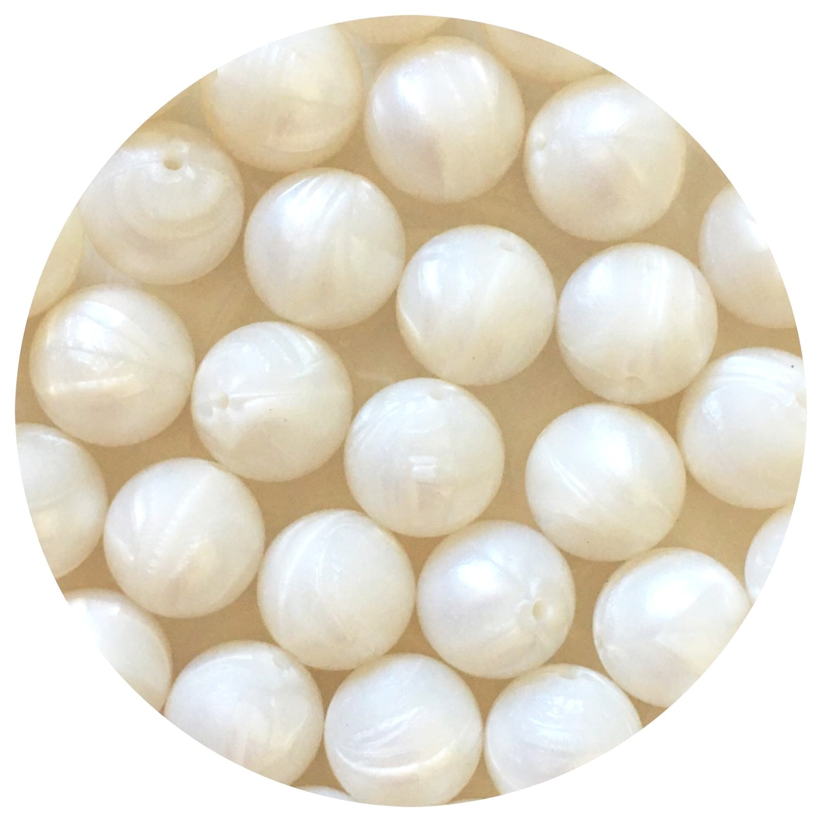 Pearl White - 19mm round - 5 Beads