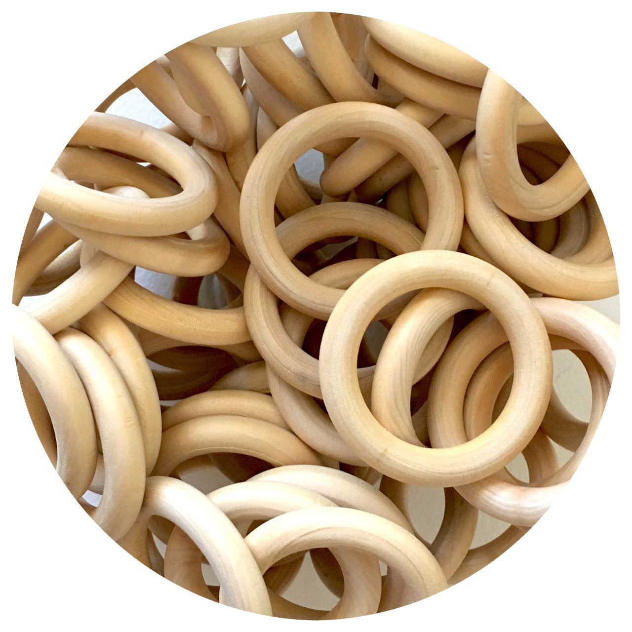 Natural Wood Rings - 50mm - 10 rings