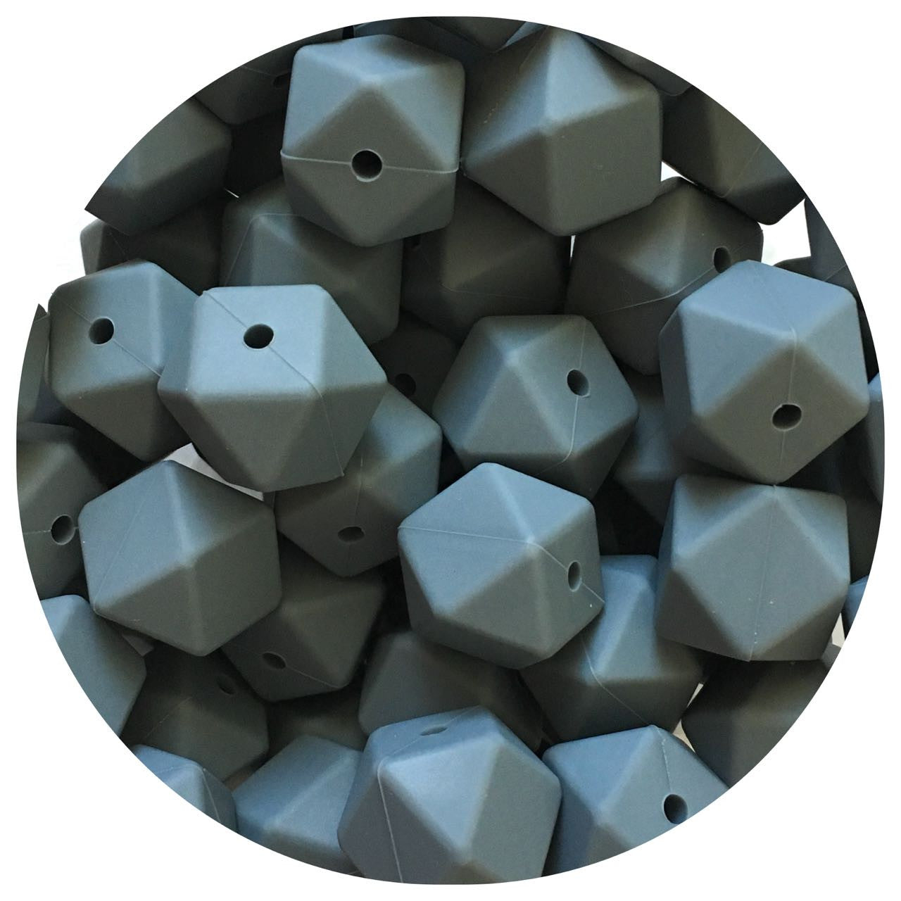 Dark Grey - 17mm Hexagon - 10 Beads