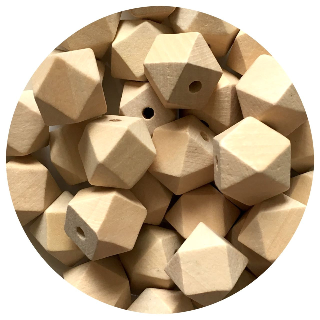 Natural Wood Hexagon Beads - 20mm - 10 beads