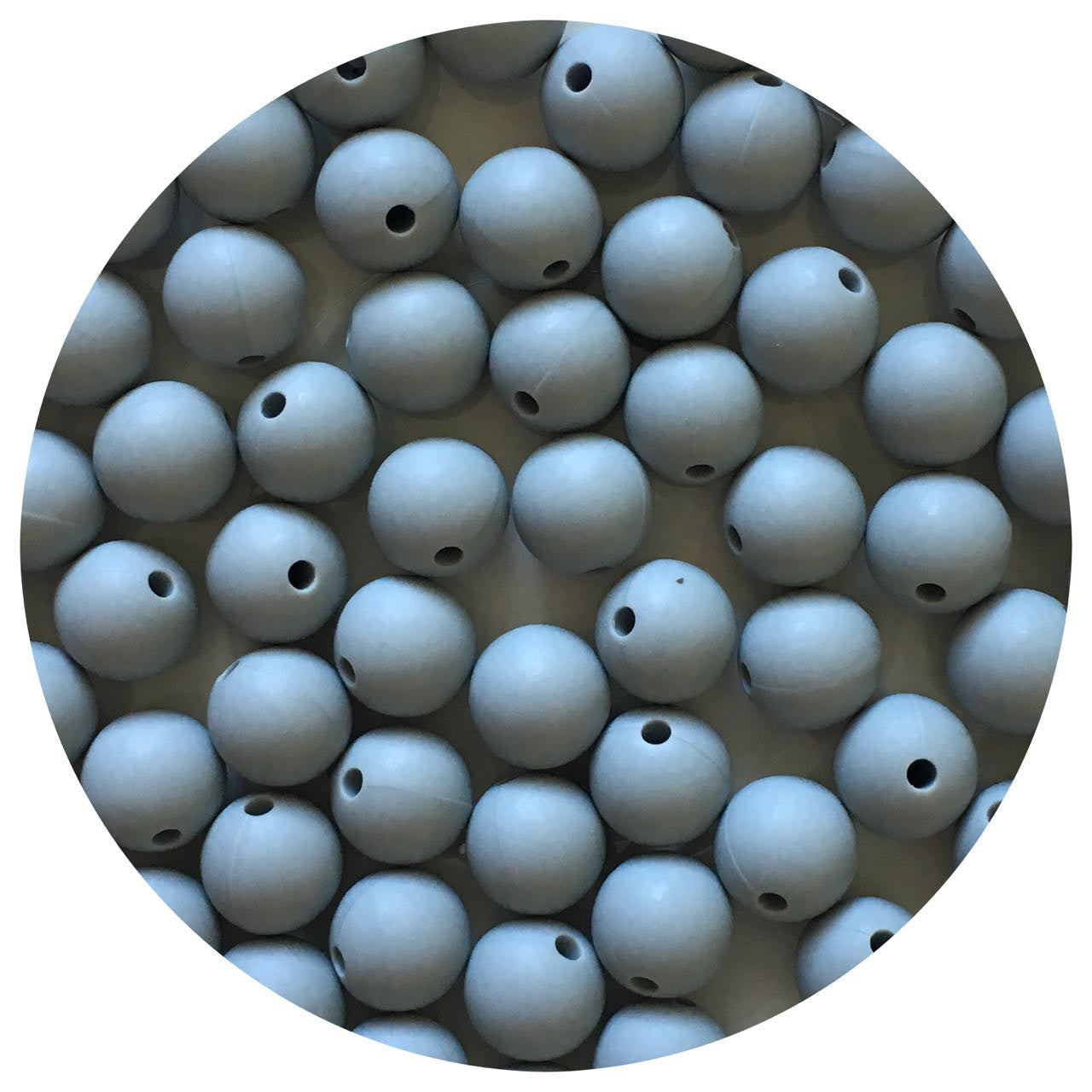 Light Grey - 12mm Round Silicone Beads - 10 beads