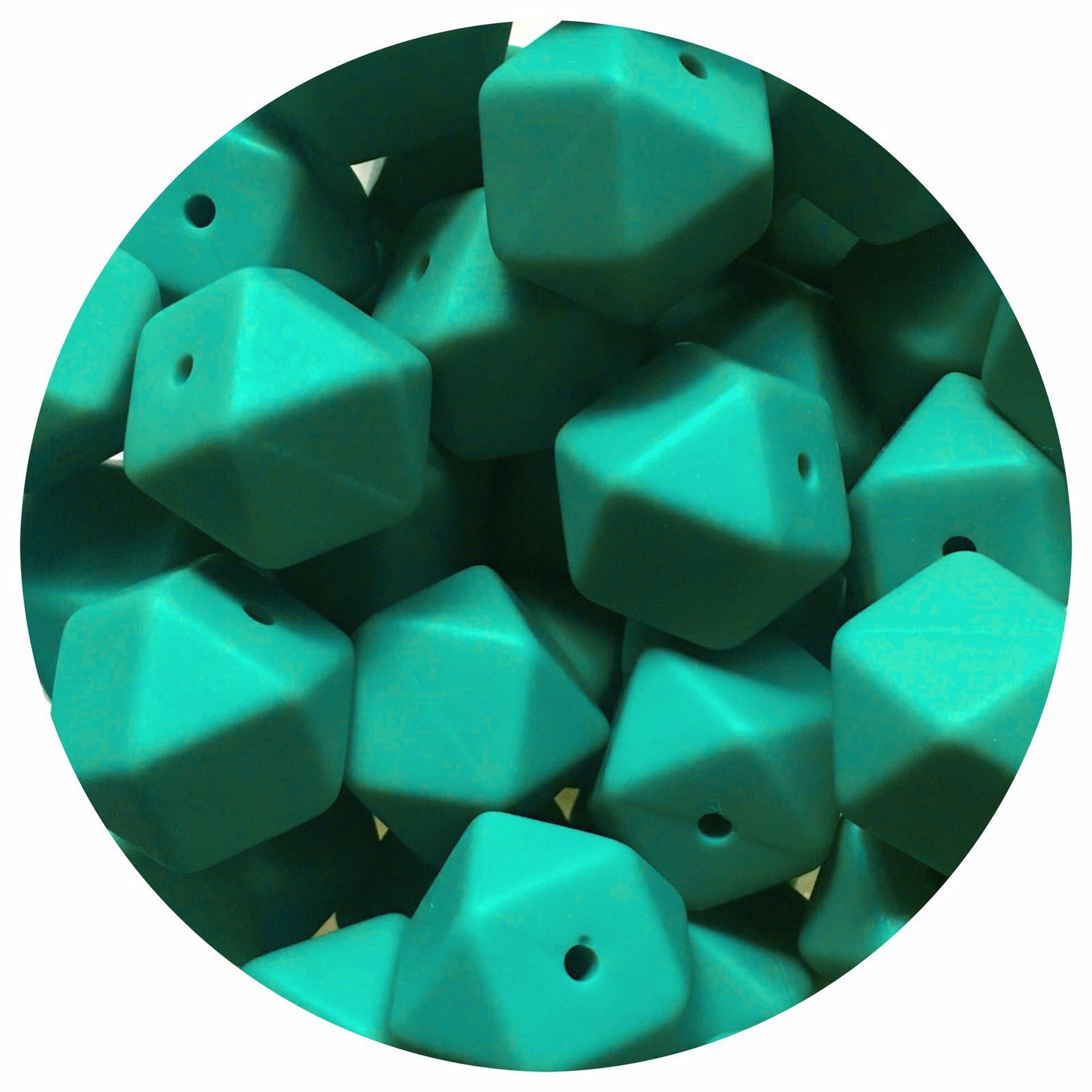 Ocean Green - 17mm Hexagon - 10 Beads