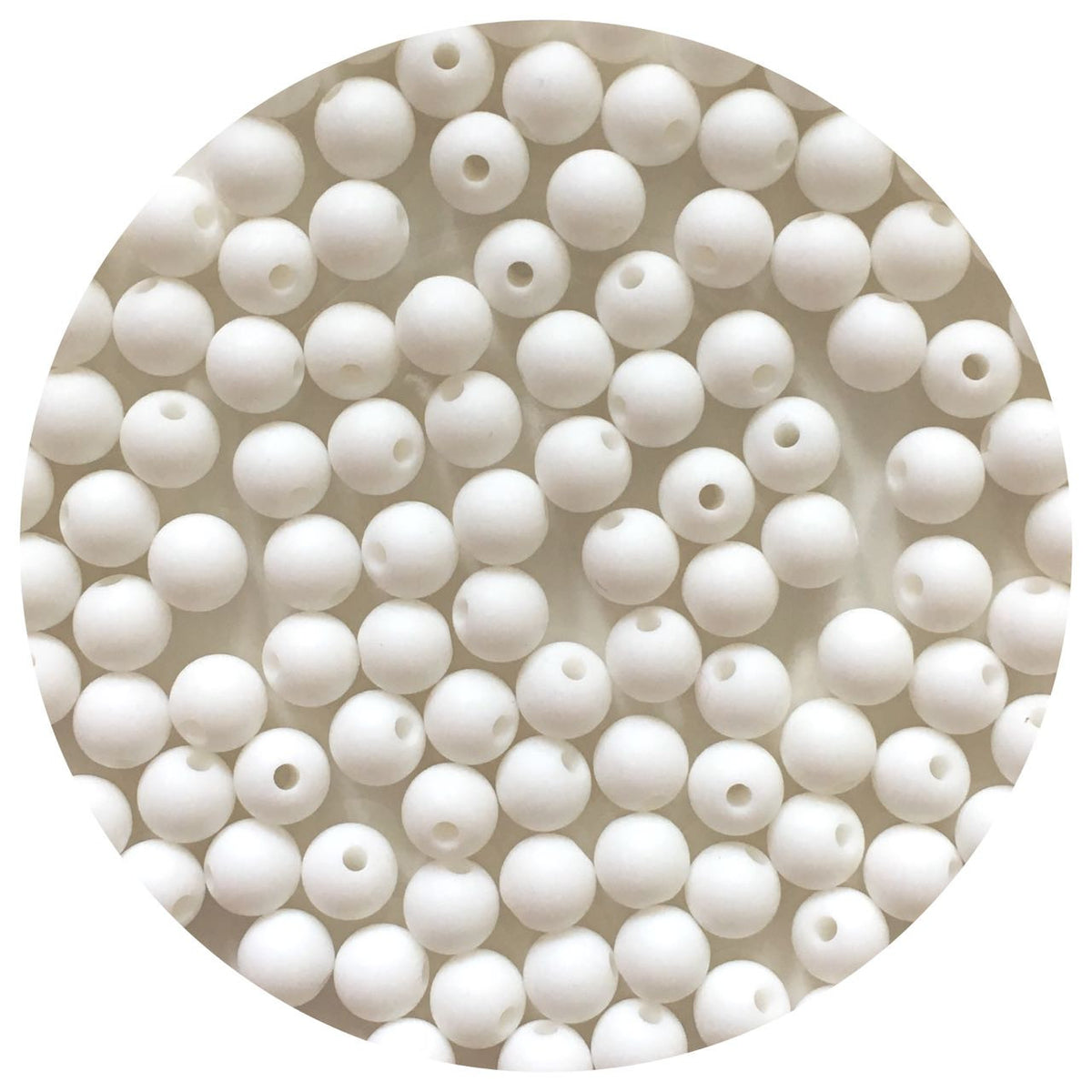 Snow White - 9mm Round Silicone Beads - 5 Beads