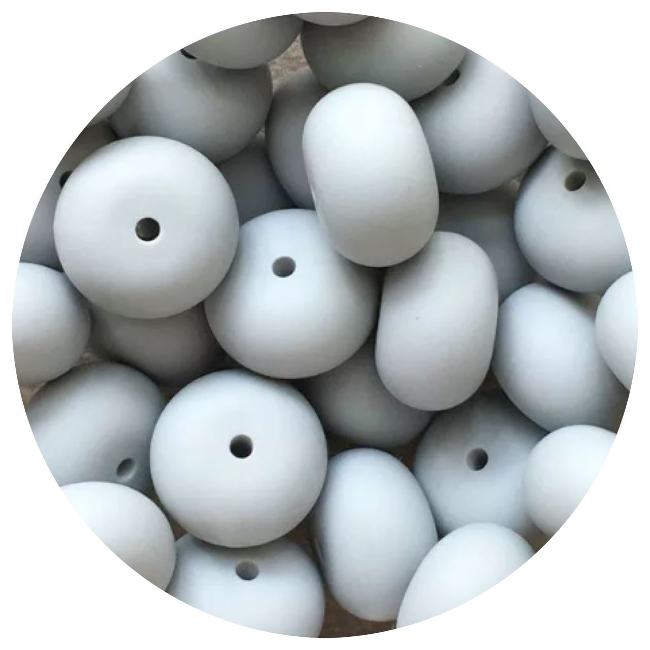 Light Grey - 22mm Abacus Silicone Beads - 5 Beads