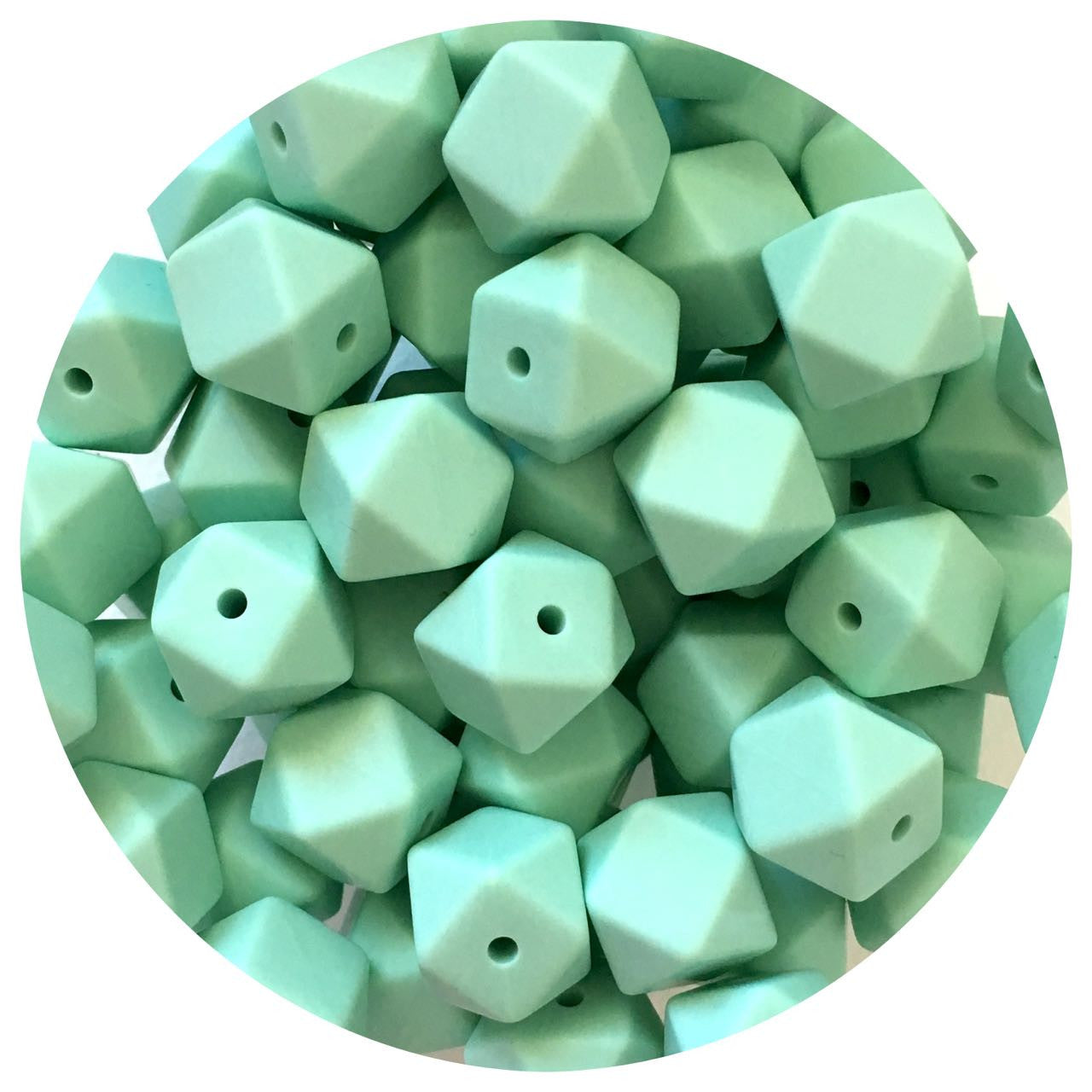 Mint Green - 14mm Mini Hexagon - 5 beads