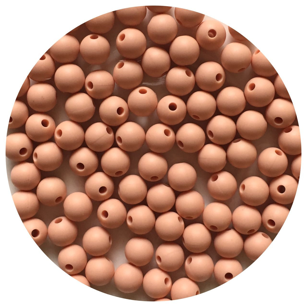 Peach - 9mm Round Silicone Beads - 5 Beads