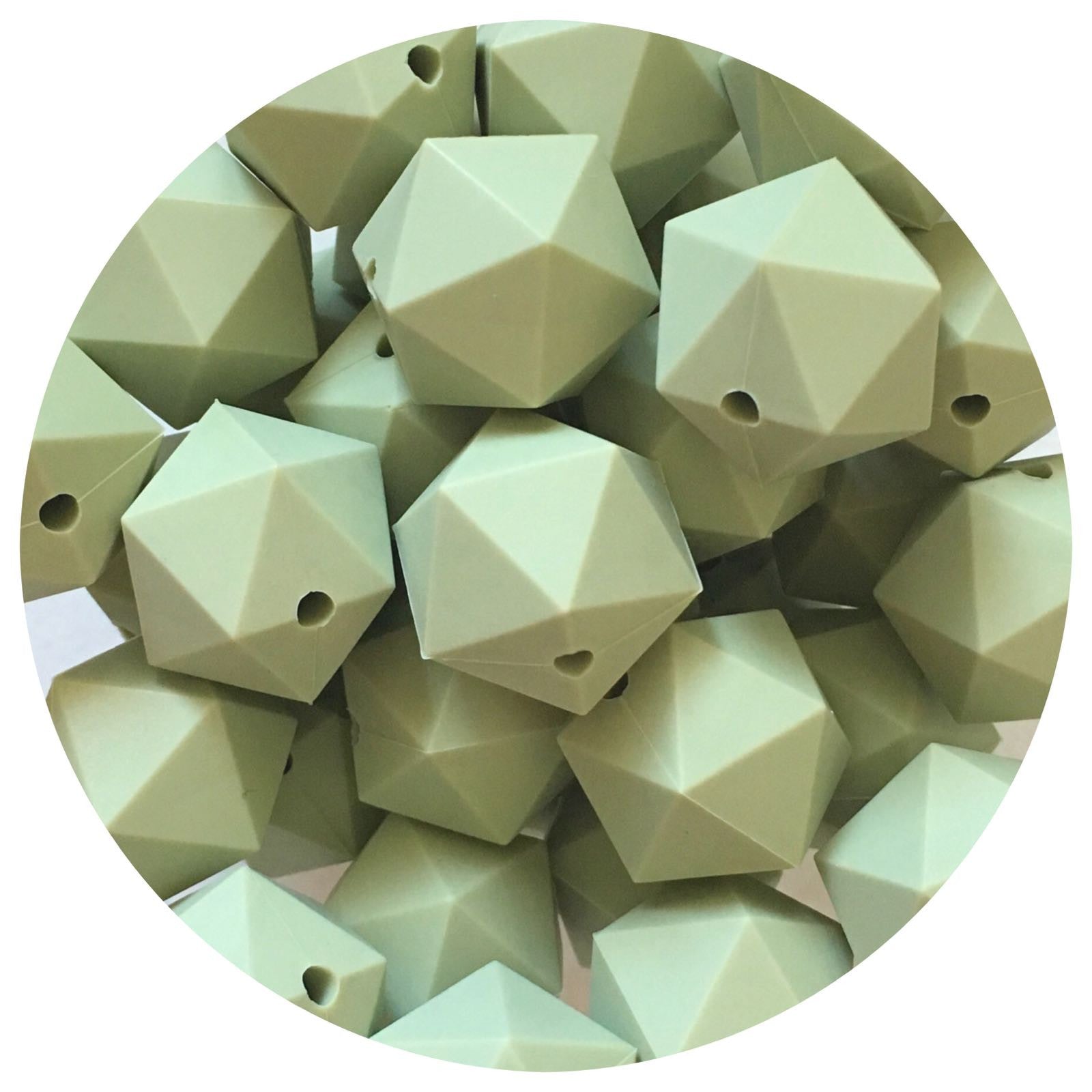 *CLEARANCE* Sage Green - 17mm Icosahedron - 20 Beads