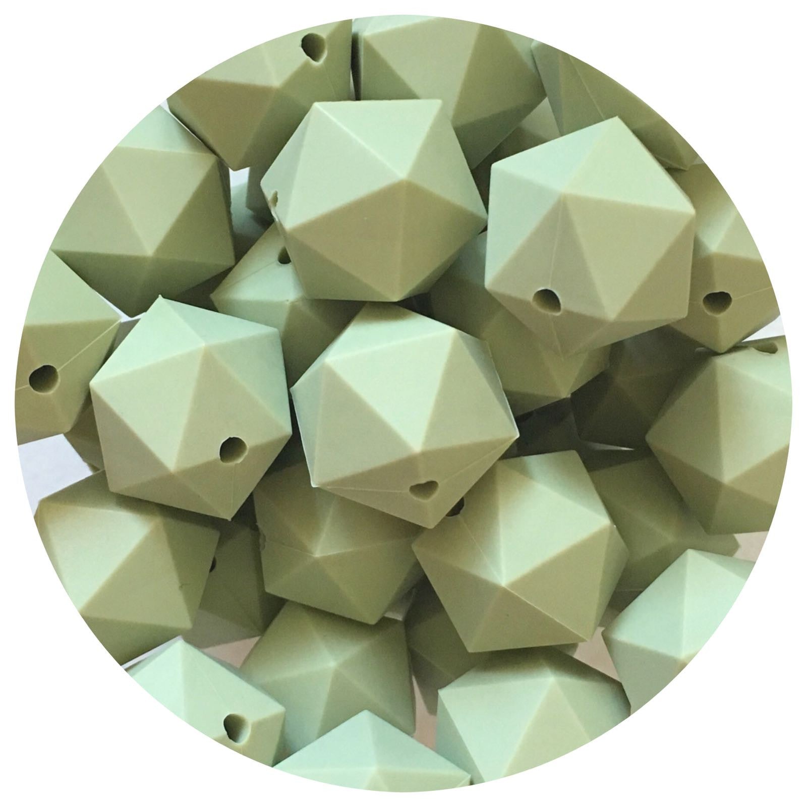 Sage Green - 17mm Icosahedron - 5 Beads