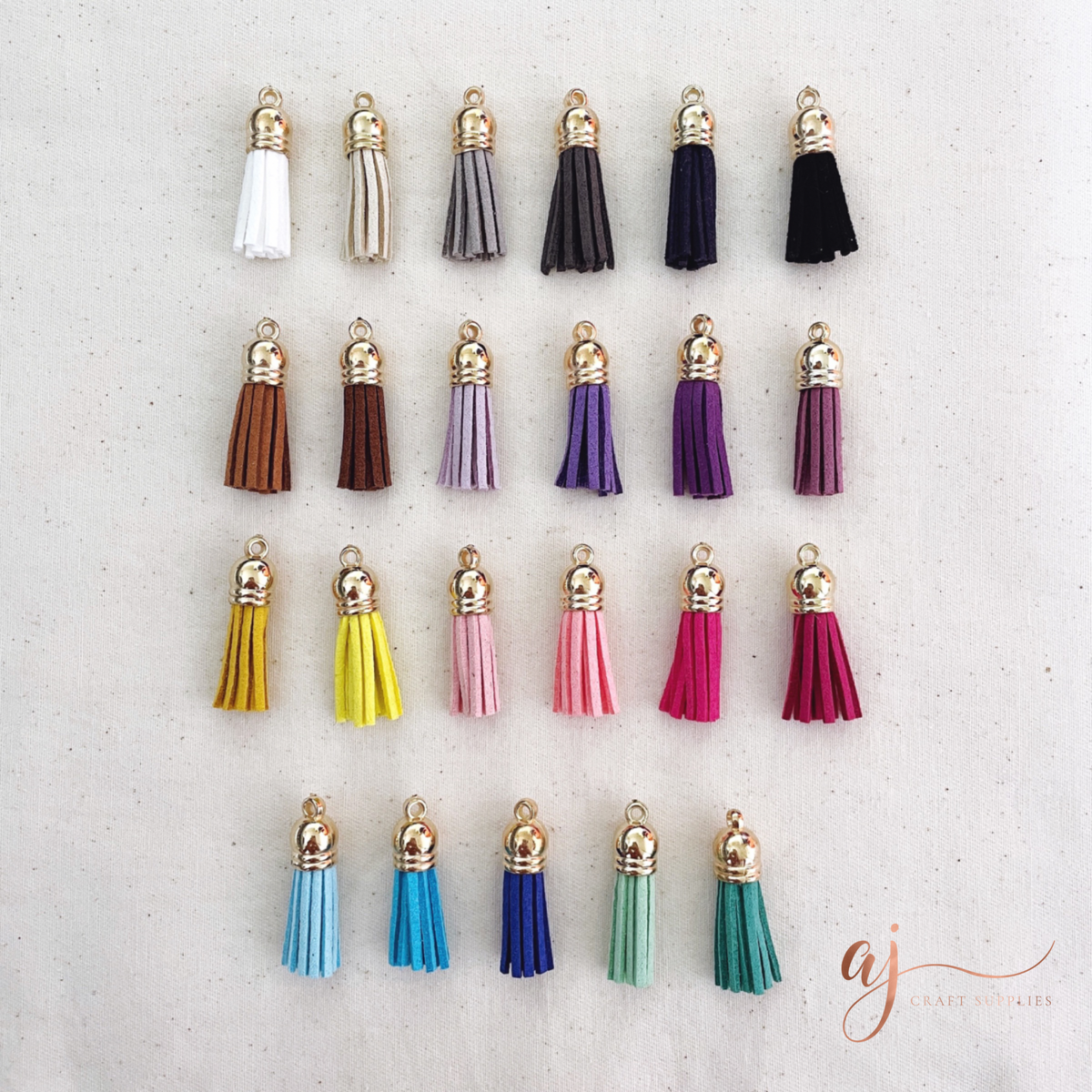 39mm Suede Tassels (Gold Cap) - CHOOSE YOUR COLOUR - Each