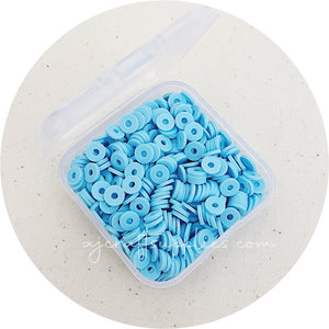 6mm Flat Coin Polymer Clay Spacer Beads - Light Sky Blue - 500 Beads / Box