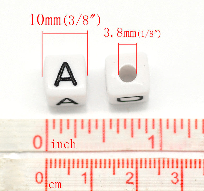 10mm Acrylic Letter Beads MIXED PACK - 50 Beads