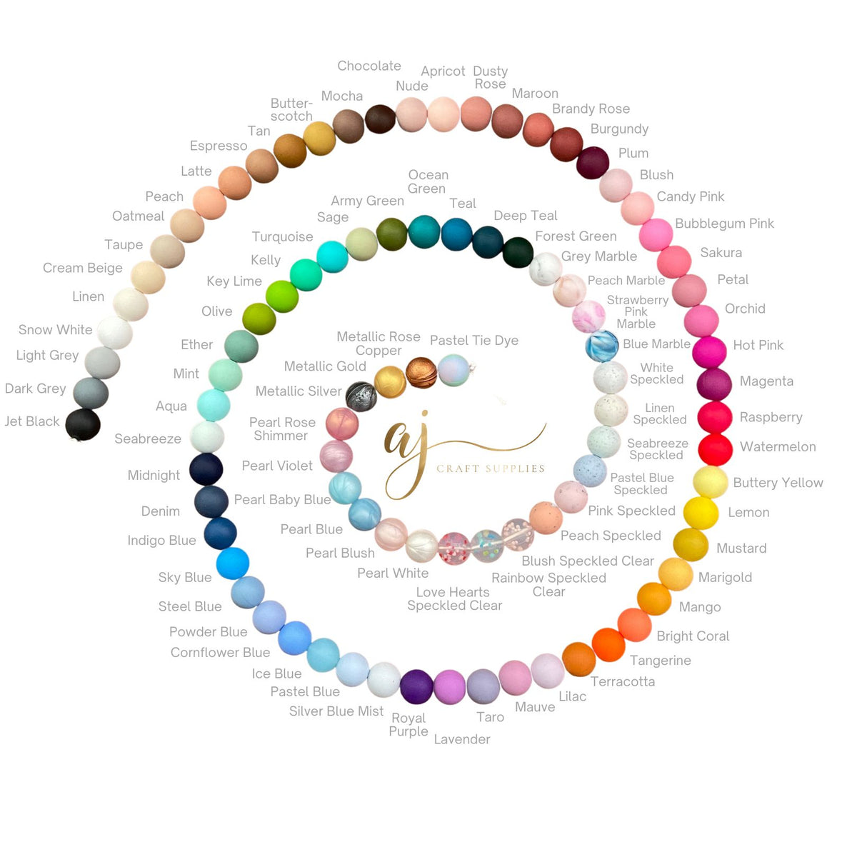 Silicone Beads Colour Sample Cord