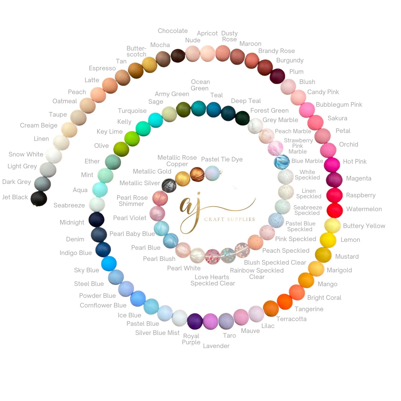 Silicone Beads Colour Sample Cord - AJ Craft Supplies