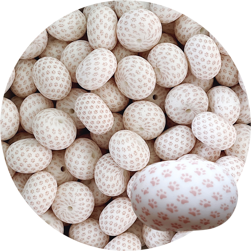 Nude Paw Print - 22mm abacus Silicone Beads - 5 Beads
