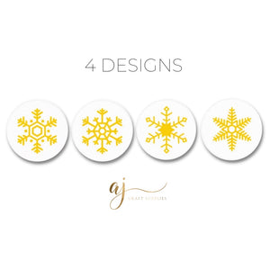 2.5cm Golden Snowflake Stickers -  50 stickers (4 Designs)