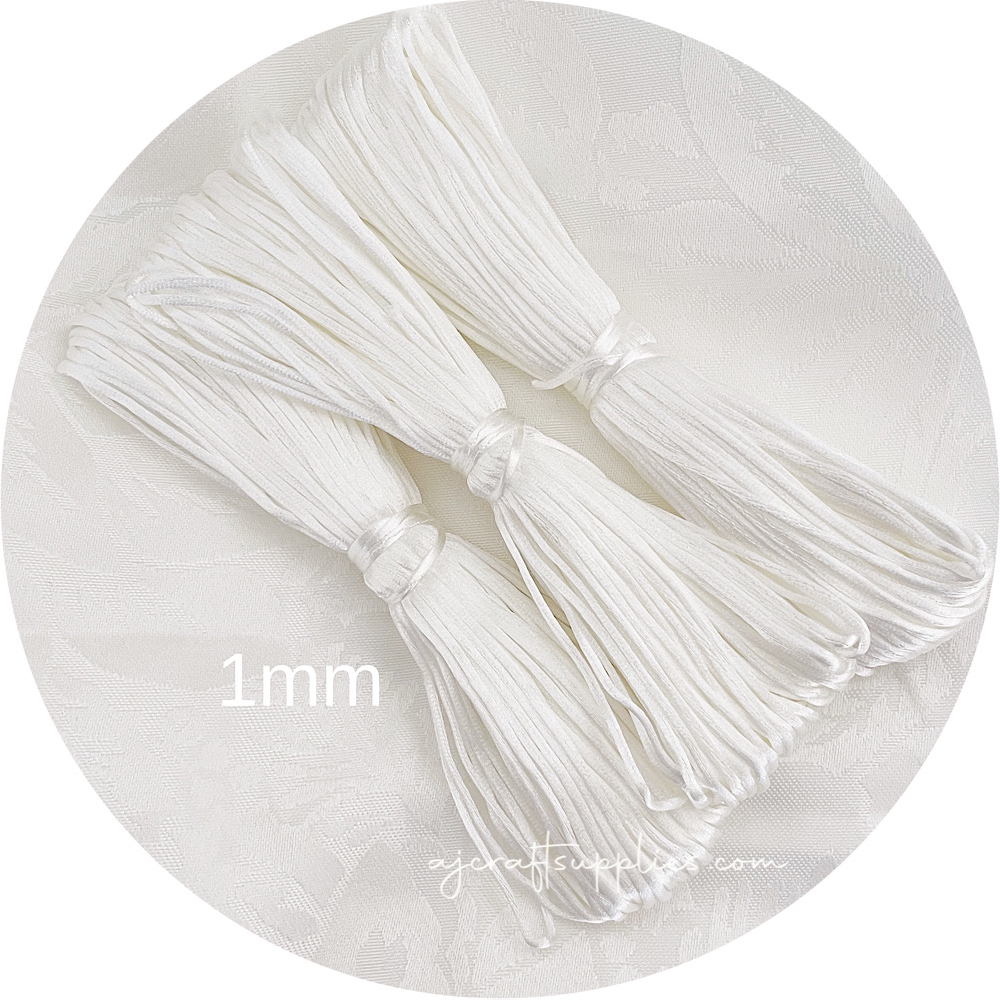 White - 1.5mm Satin Nylon Cord - 20 metres