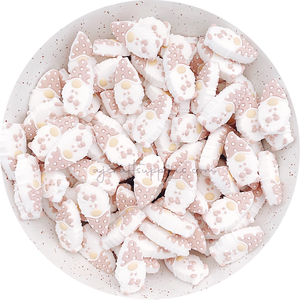 Nude - Christmas Gnome Silicone Beads - 5 beads