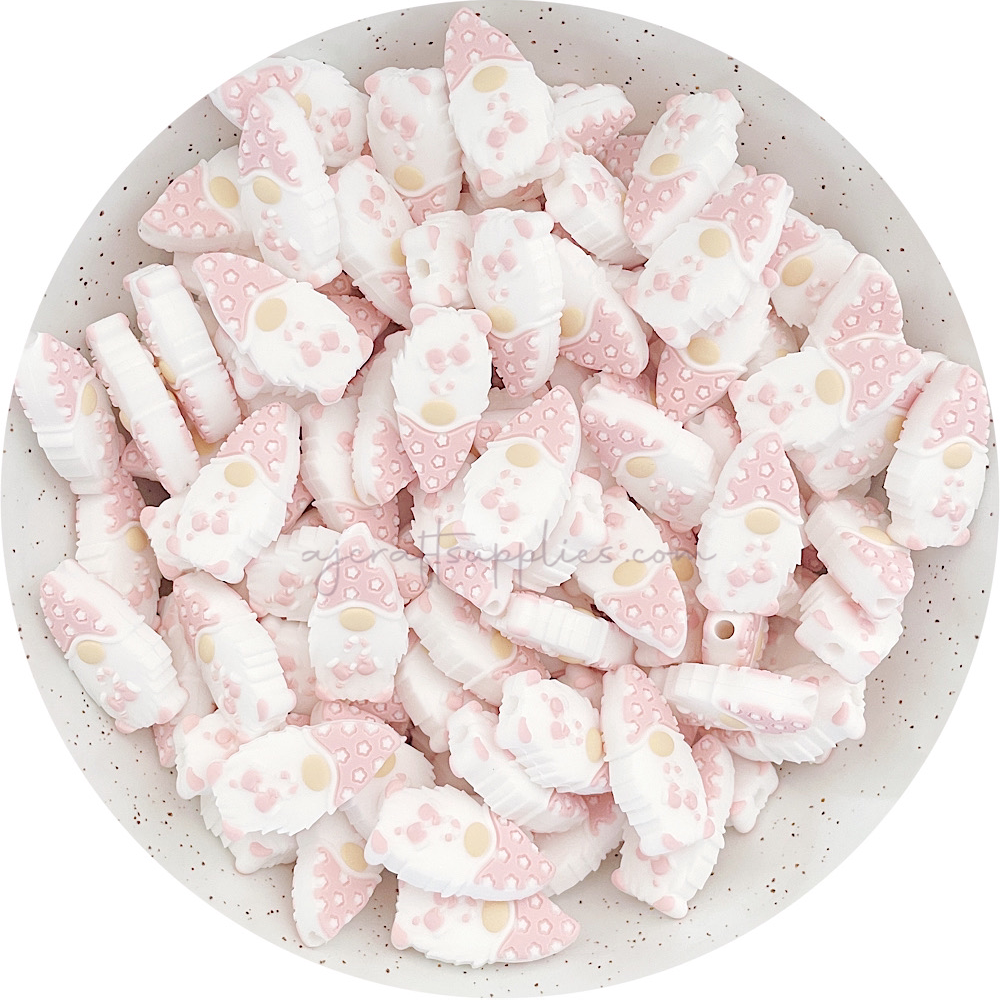 Blush Pink - Christmas Gnome Silicone Beads - 2 beads