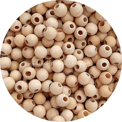 Large Hole Natural Wood Beads - 20mm Round - 5 Beads - AJ Craft Supplies