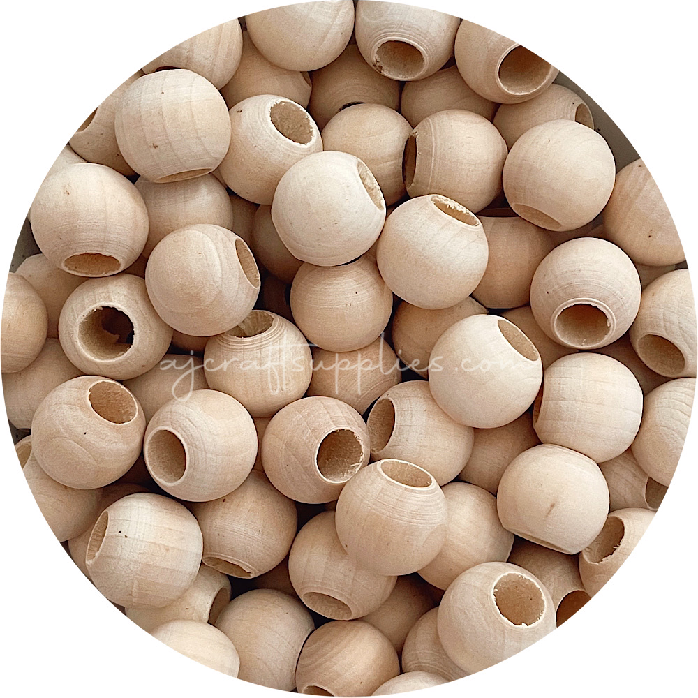 20Mm Wooden Beads Macrame Beads with 10Mm Large Hole Wood Macrame Beads  round Sp