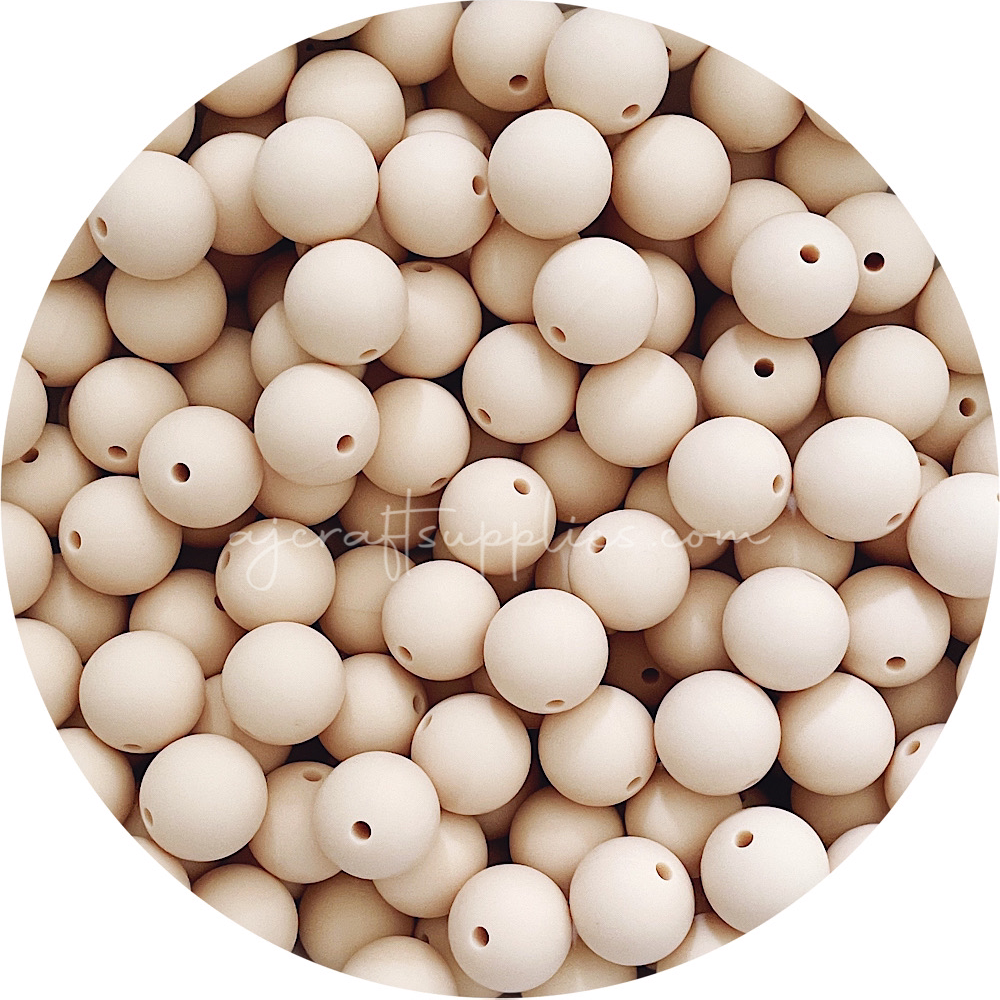 Cream Beige - 15mm round - 10 Beads