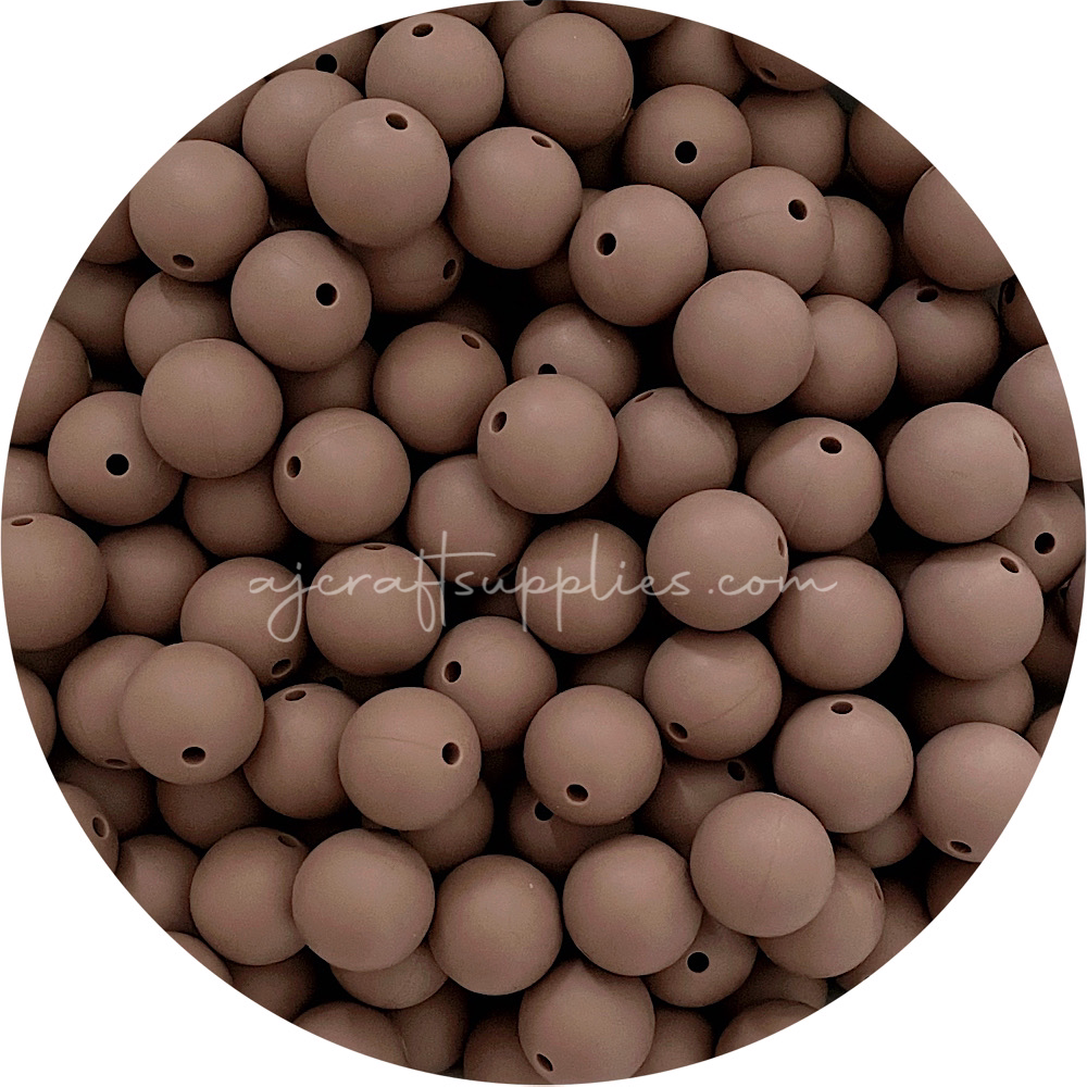 Mocha - 15mm round - 10 Beads