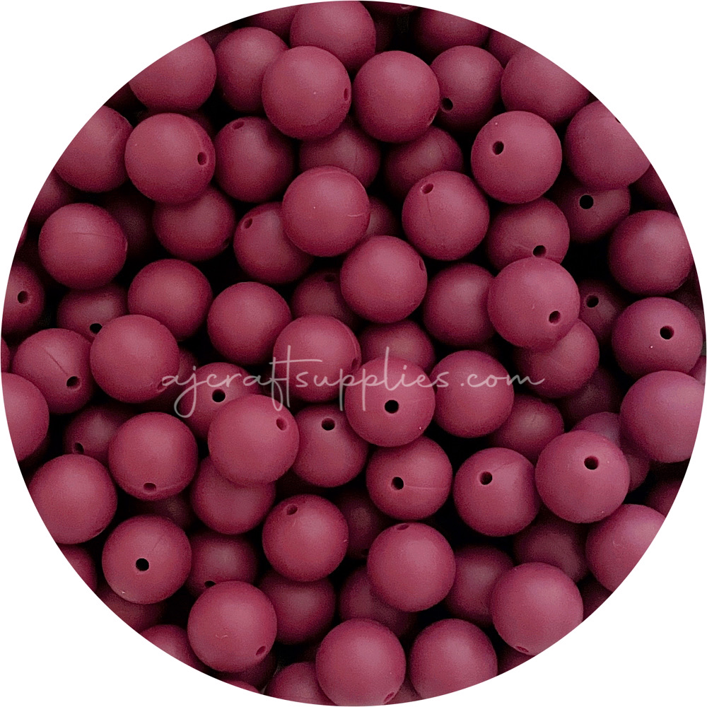 Plum - 15mm round - 10 Beads