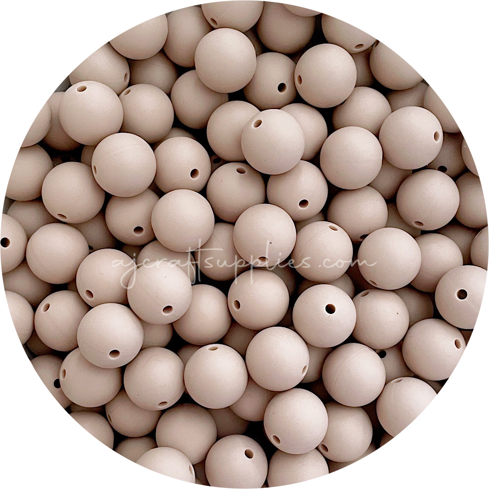 Taupe - 15mm round - 10 Beads