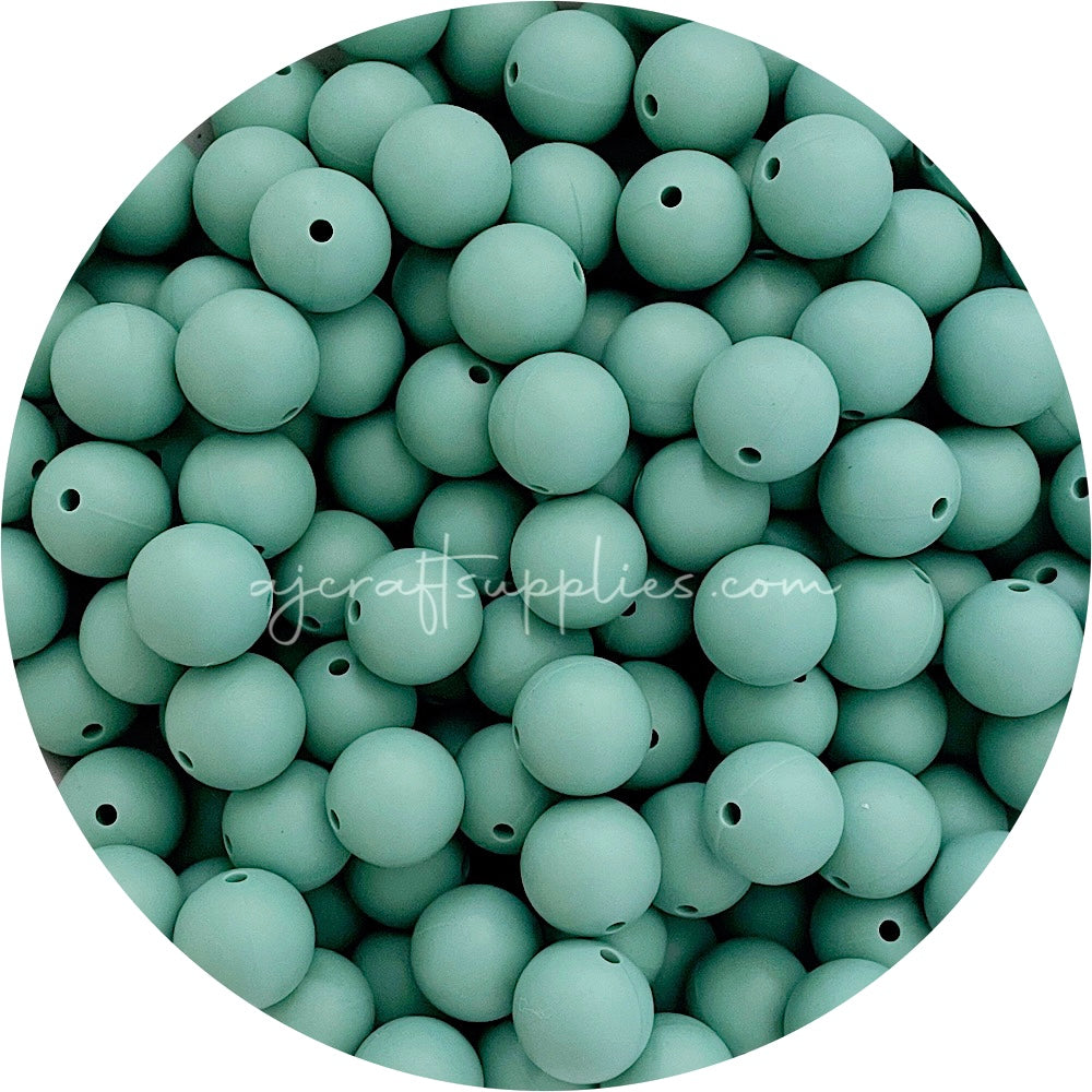 Ether Green - 15mm round - 10 Beads