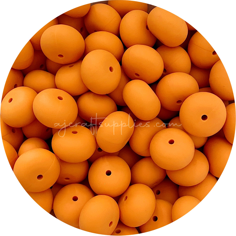 Mango Orange - 22mm Abacus Silicone Beads - 5 Beads