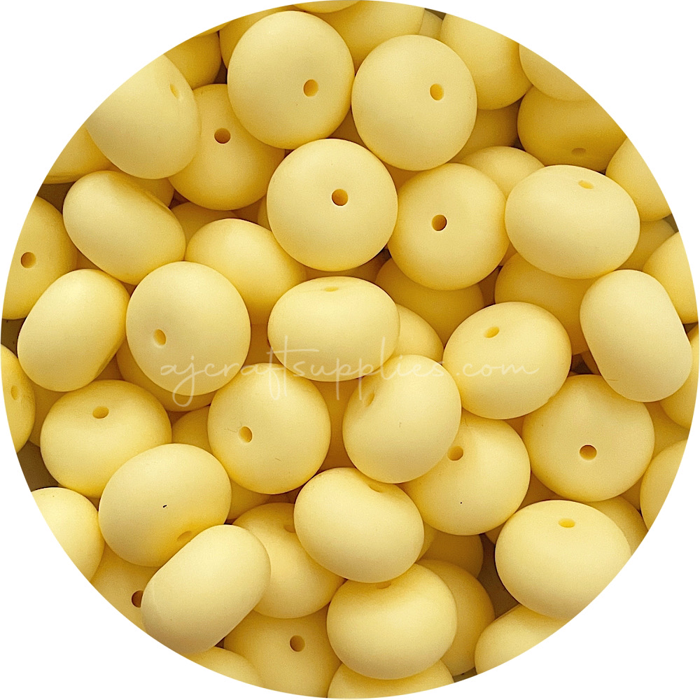 Buttery Yellow - 22mm Abacus Silicone Beads - 5 Beads