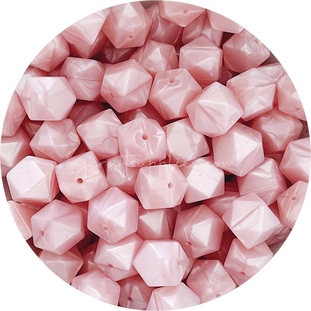 Pearl Blush - 17mm Hexagon - 10 Beads