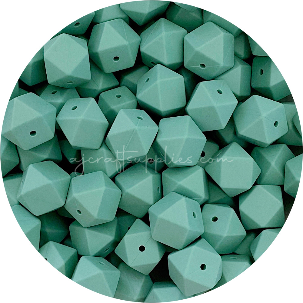Ether Green - 17mm Hexagon - 10 Beads