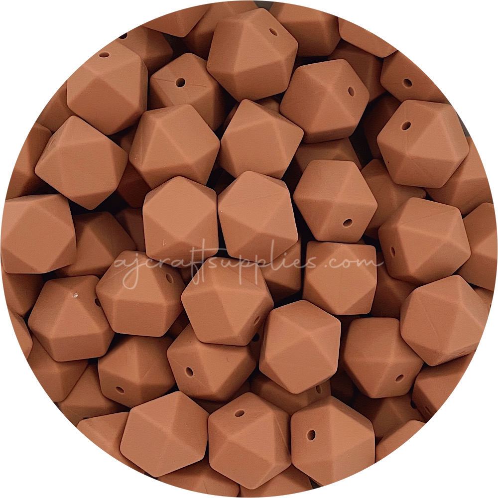 Espresso - 17mm Hexagon - 10 Beads