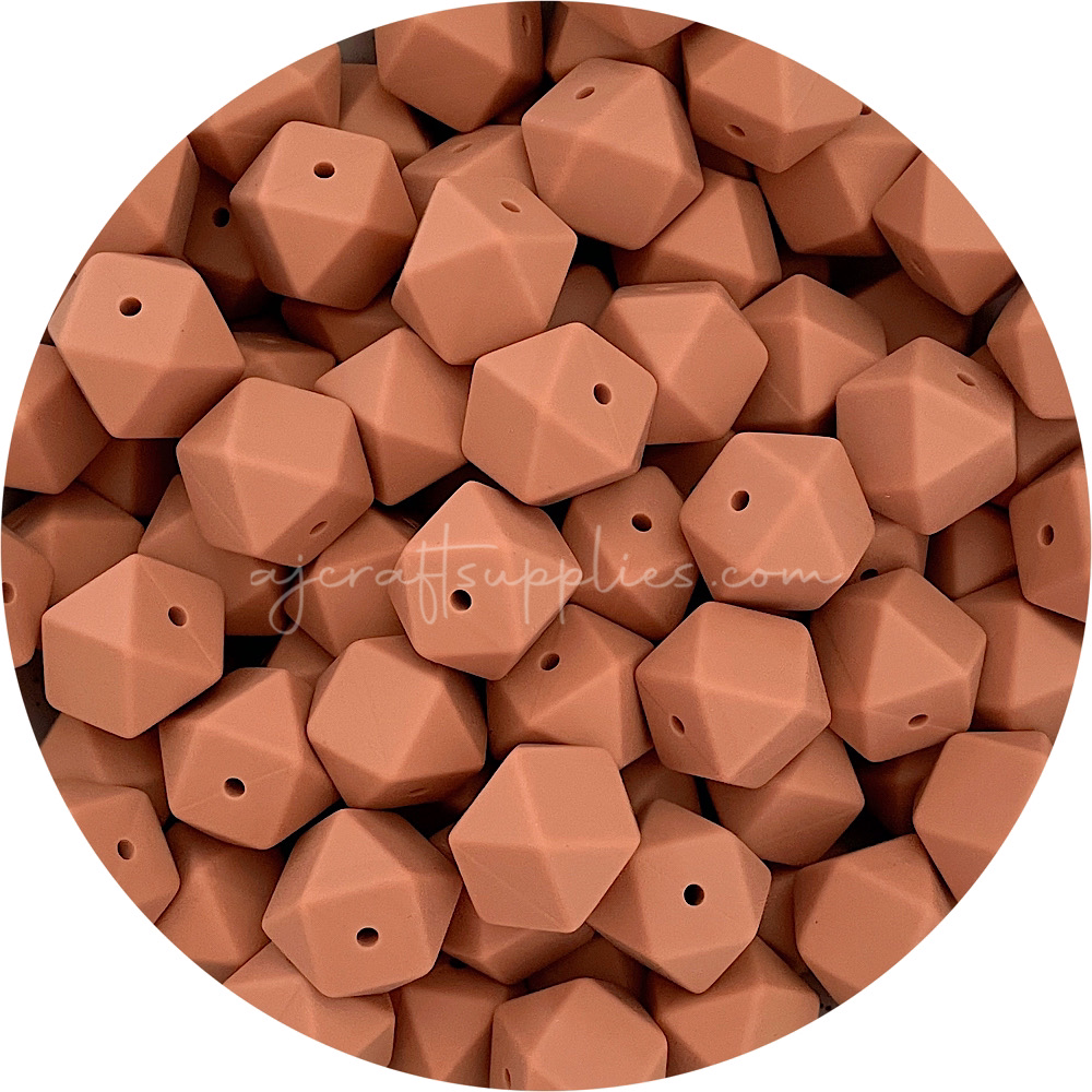 Latte - 17mm Hexagon - 10 Beads