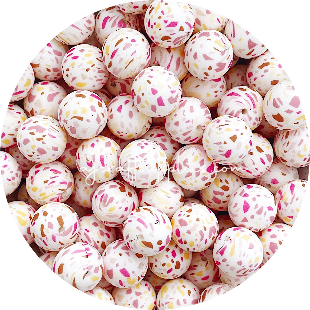 Sunset Terrazzo - 19mm round silicone beads - 5 Beads