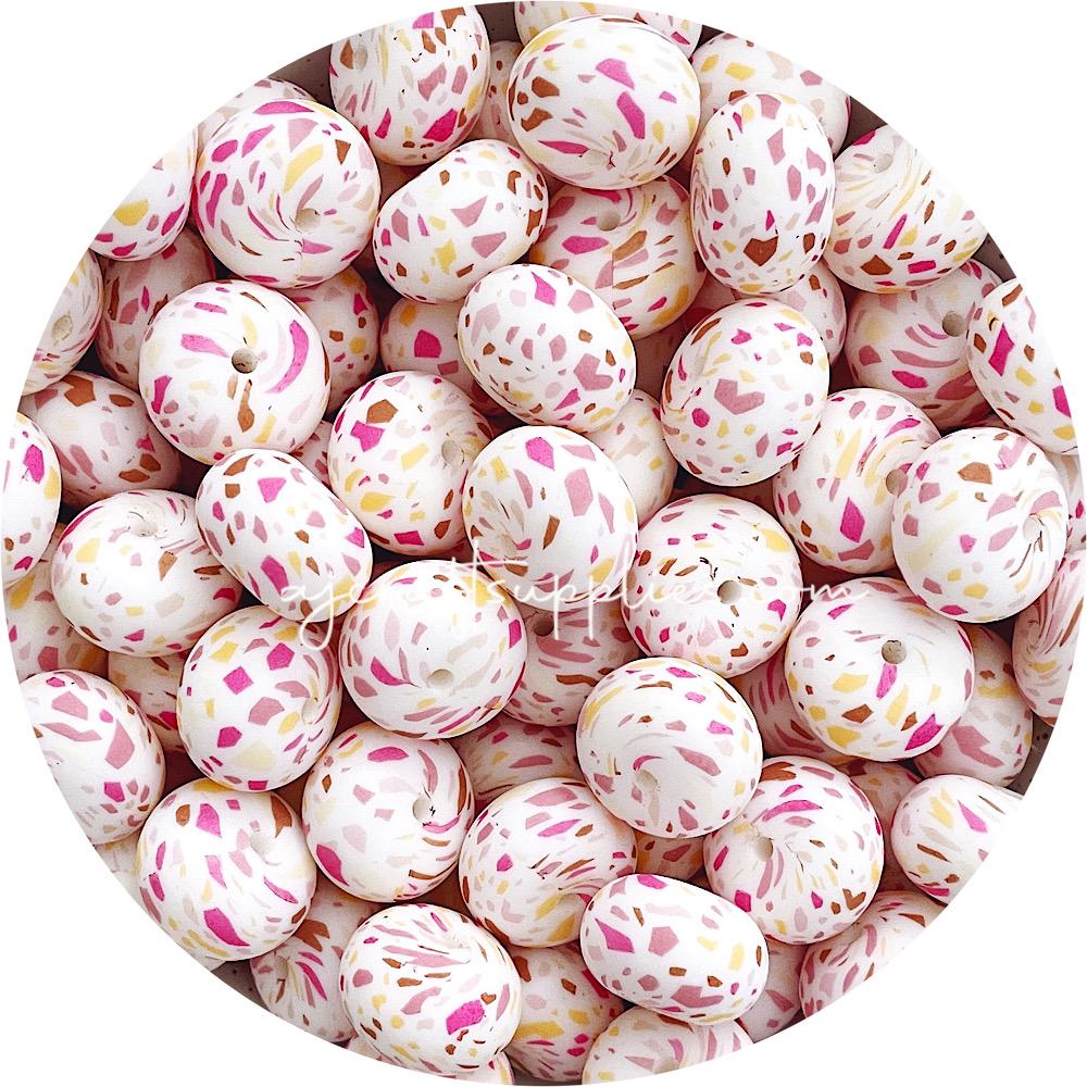 Sunset Terrazzo - 22mm abacus Silicone Beads - 5 Beads