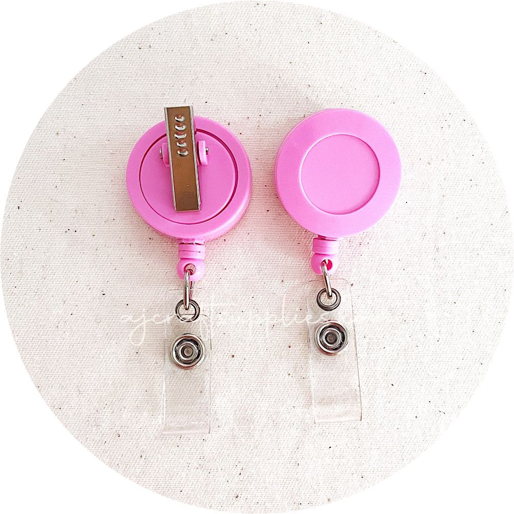 Retractable Badge Reel with Rotating Alligator Clip - Bubblegum Pink - Each