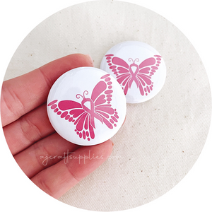 37mm Button Badges - Butterfly Awareness Ribbon - 2 badges