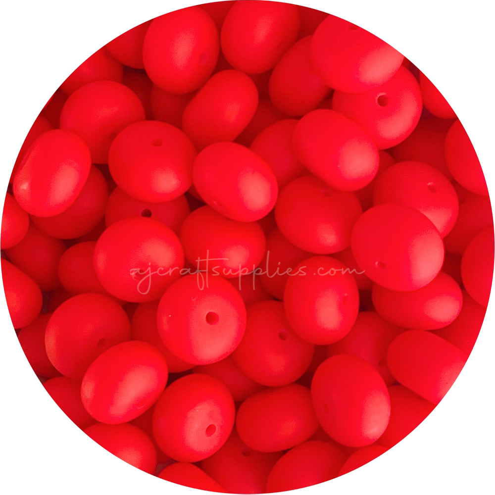 Watermelon Red - 22mm Abacus Silicone Beads - 5 Beads