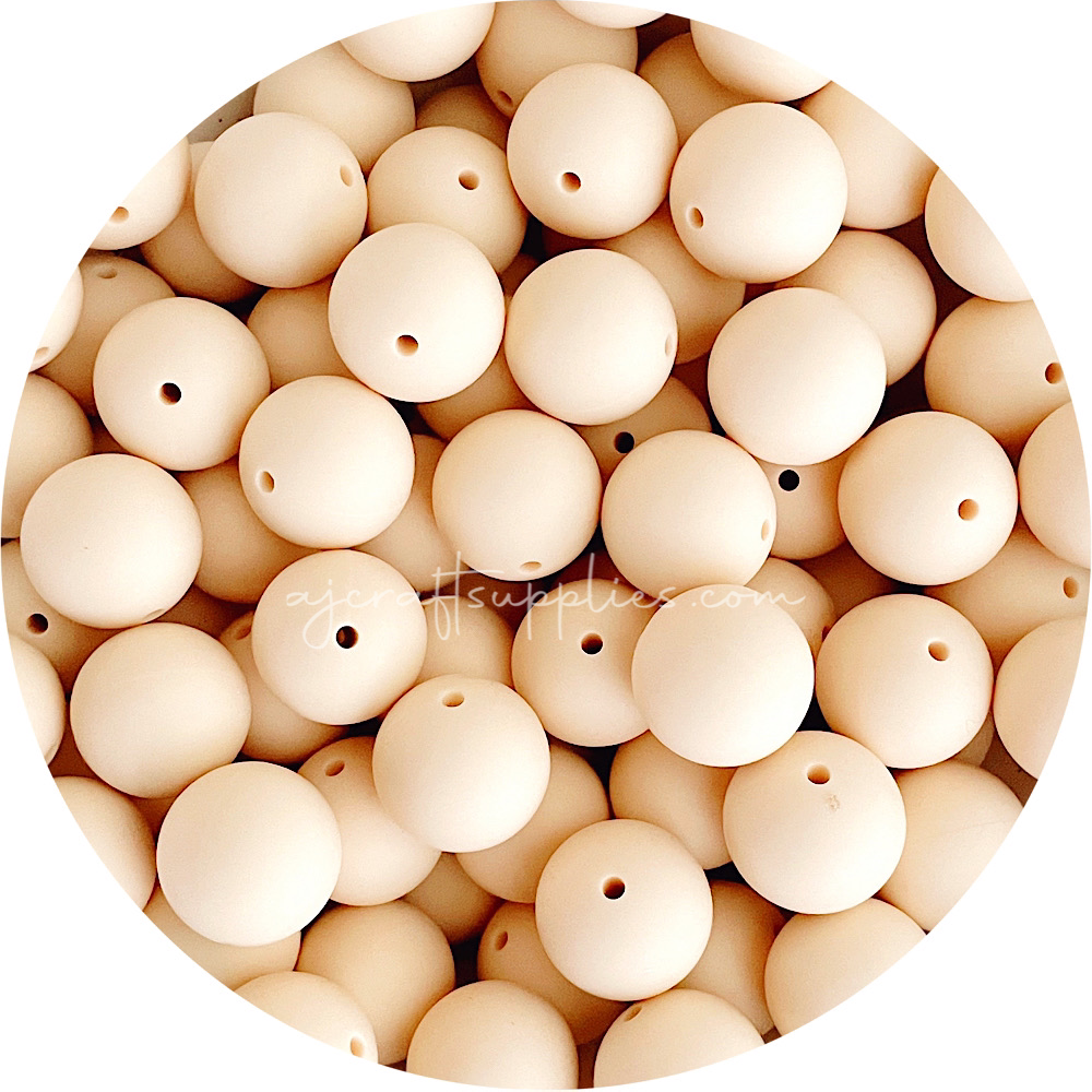 Cream Beige - 19mm round - 5 Beads