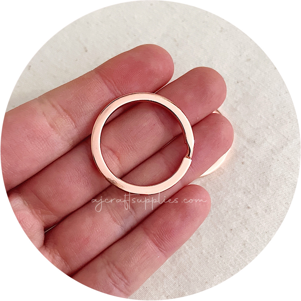 30mm Round Split Ring Keyring - Rose Gold - 5 rings