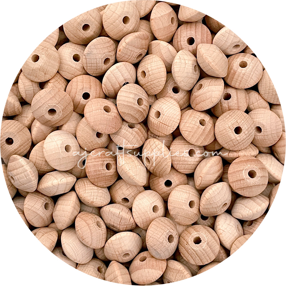 18mm Beech Wood Beads - Saucer - 5 beads
