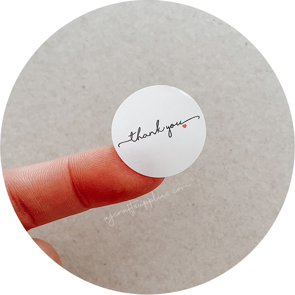 2.5cm Thank You Stickers - Black Script -  1 roll (500 stickers)