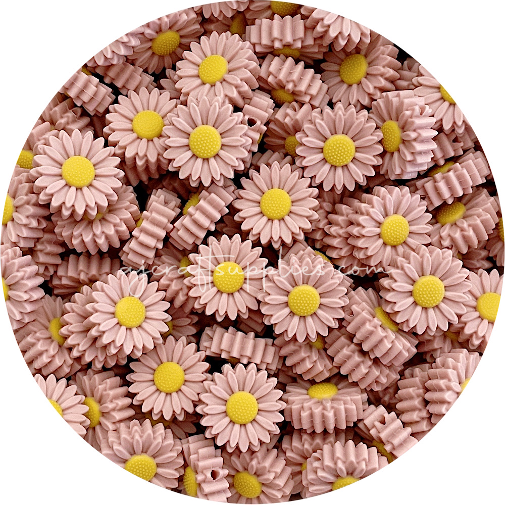 Nude - 22mm Mini Daisy Silicone Beads - 2 beads