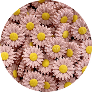 Nude - 30mm Large Daisy Silicone Beads - 2 beads