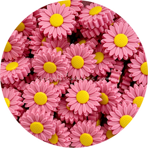 Petal Pink - 30mm Large Daisy Silicone Beads - 2 beads